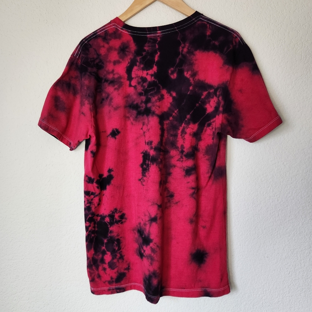 Men's Red & Black Short Sleeve Tie Dyed T-Shirt Size M - Picture 2 of 4